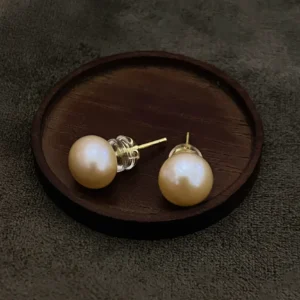 Peach Pearl Stud Earrings – Freshwater Cultured Pearls - raffiepearls27