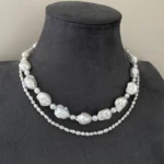 Baroque Pearls Necklace - Freshwater Pearls, Tarnish-Free Finish - raffiepearls24