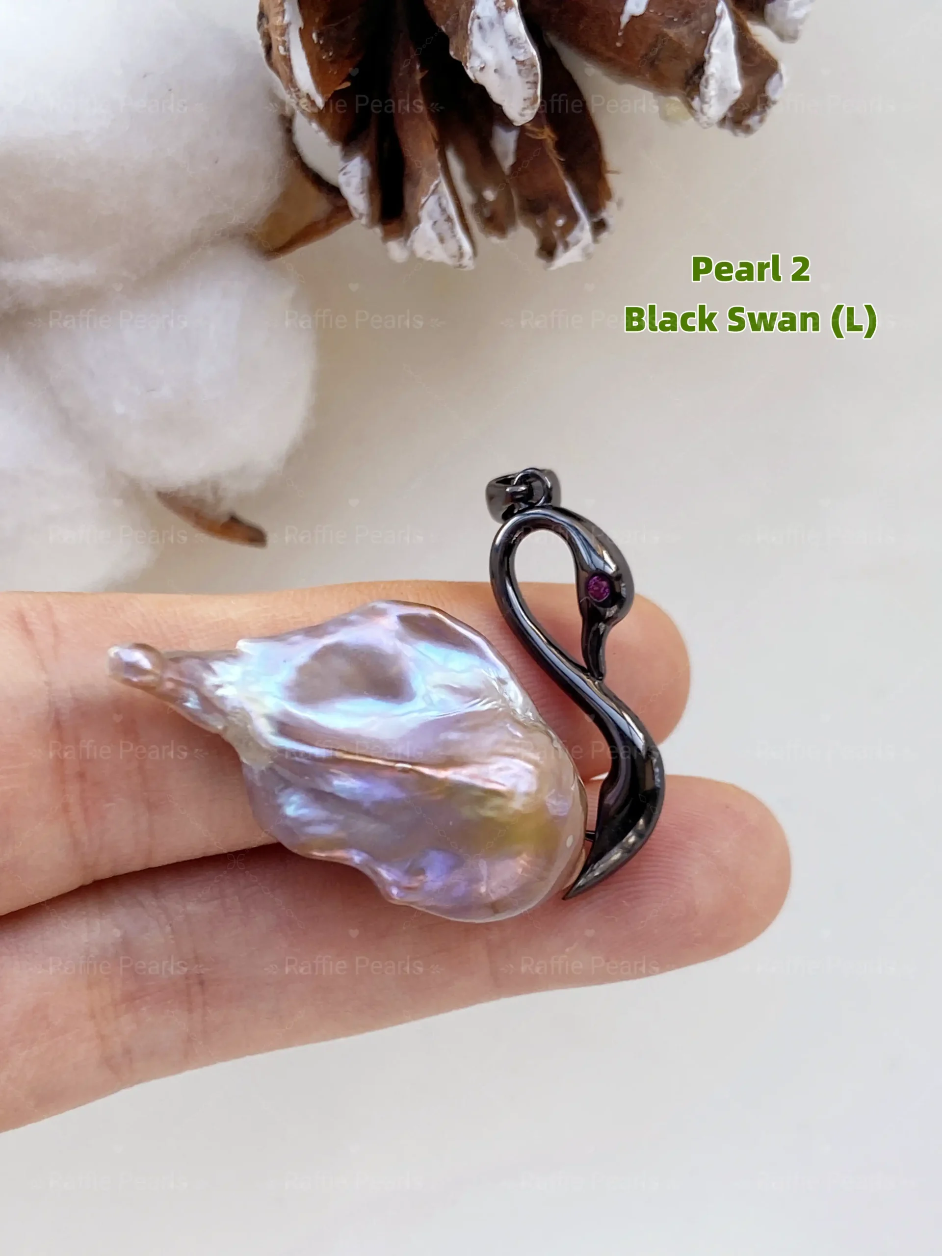 Swan Necklace in Black, Silver, Gold - Real Baroque Pearls - raffiepearls28