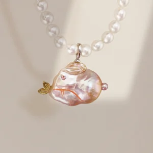 Bunny Necklace – Real Pearl Rabbit Pendant - raffiepearls30
