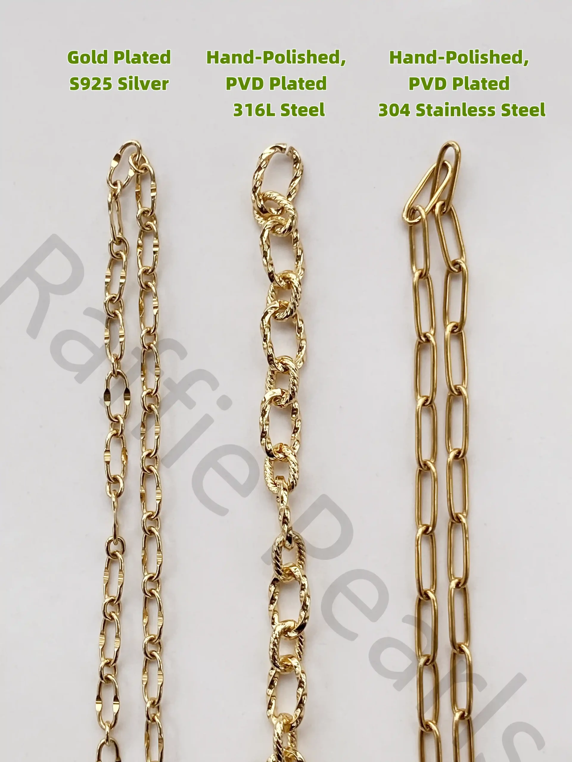 316L Steel, 304 Stainless Steel vs Sterling Silver - Color Comparison