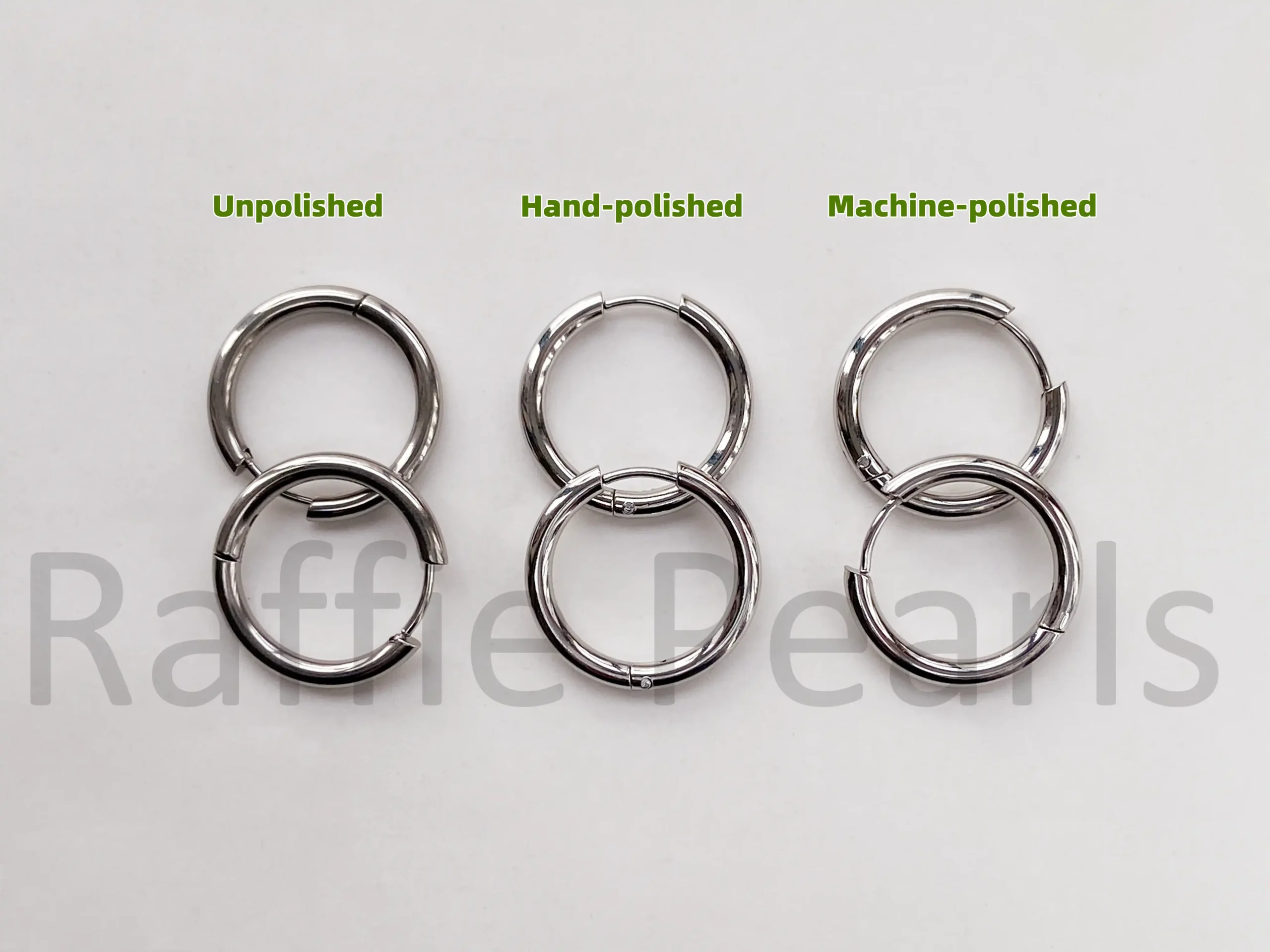Stainless Steel Color Comparison Unpolished, Hand-polished vs Machine-polished