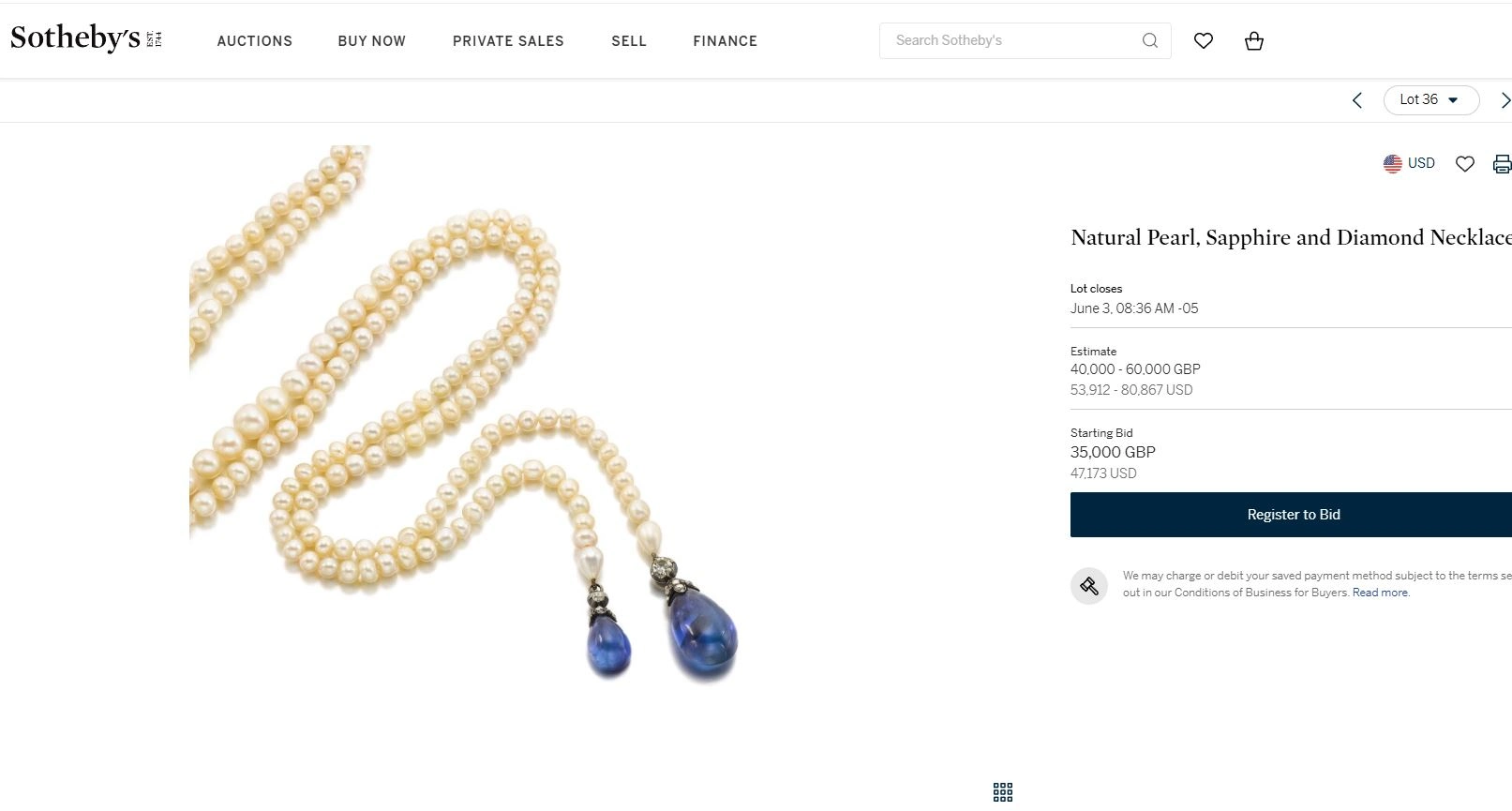 Natural Pearl Necklace at Sotheby's