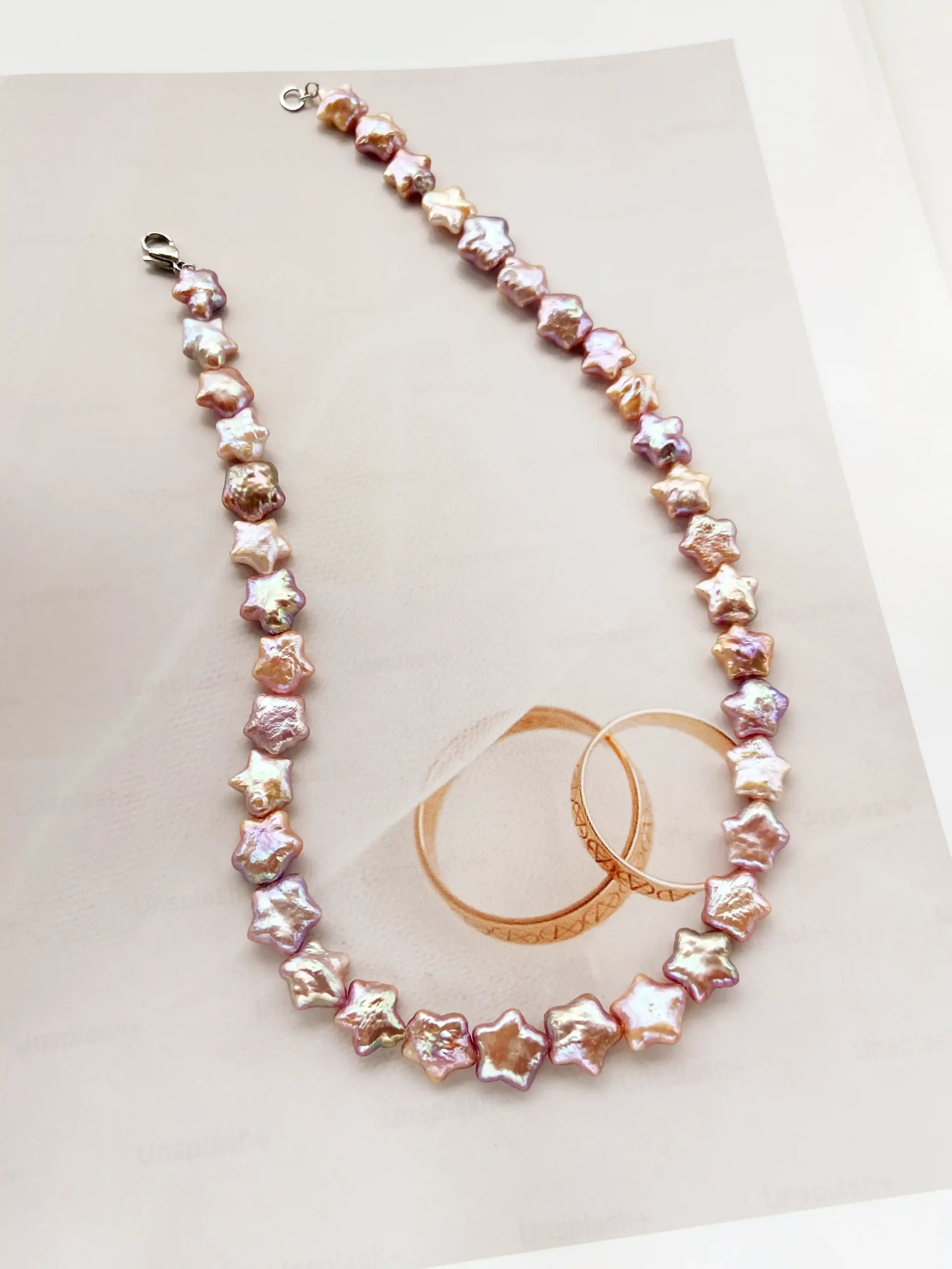 Star Pearl Choker Necklace – Naturally Colored Pink / White Pearls