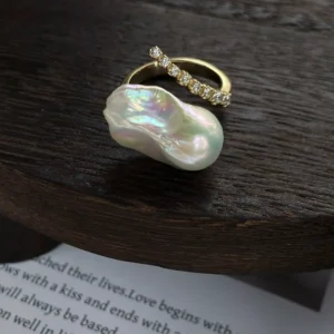 Baroque Pearl Ring – Adjustable Sterling Silver or Gold-Plated Ring - raffiepearls16