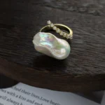 Baroque Pearl Ring – Adjustable Sterling Silver or Gold-Plated Ring - raffiepearls16