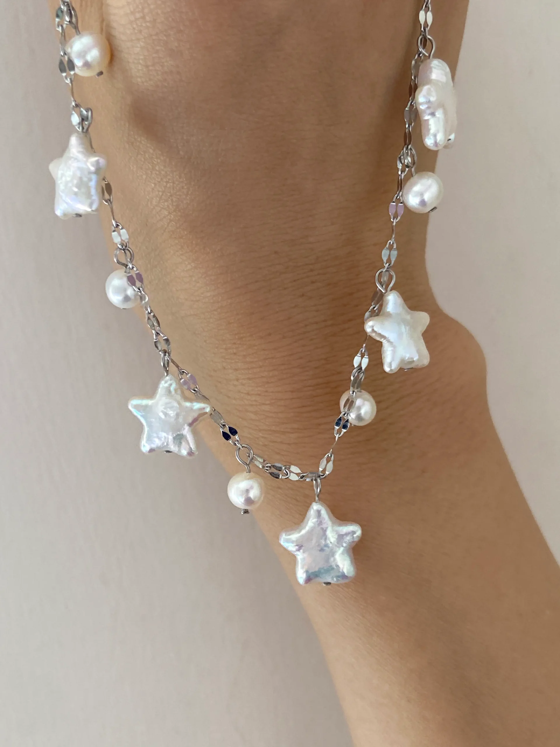 Pearl Star Bracelet with Pink or White Freshwater Pearls – Stainless Steel Magnetic Jewelry
