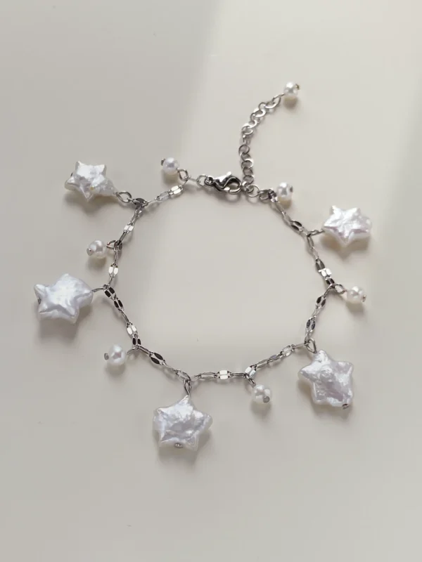 Pearl Star Bracelet with Pink or Silver Freshwater Pearls – Stainless Steel Magnetic Jewelry – raffiepearls20