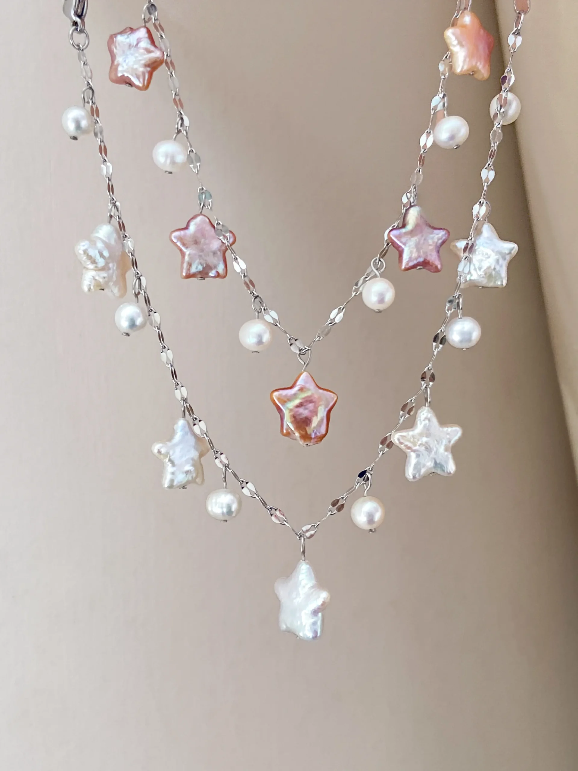 Pearl Star Bracelet with Pink or White Freshwater Pearls – Stainless Steel Magnetic Jewelry