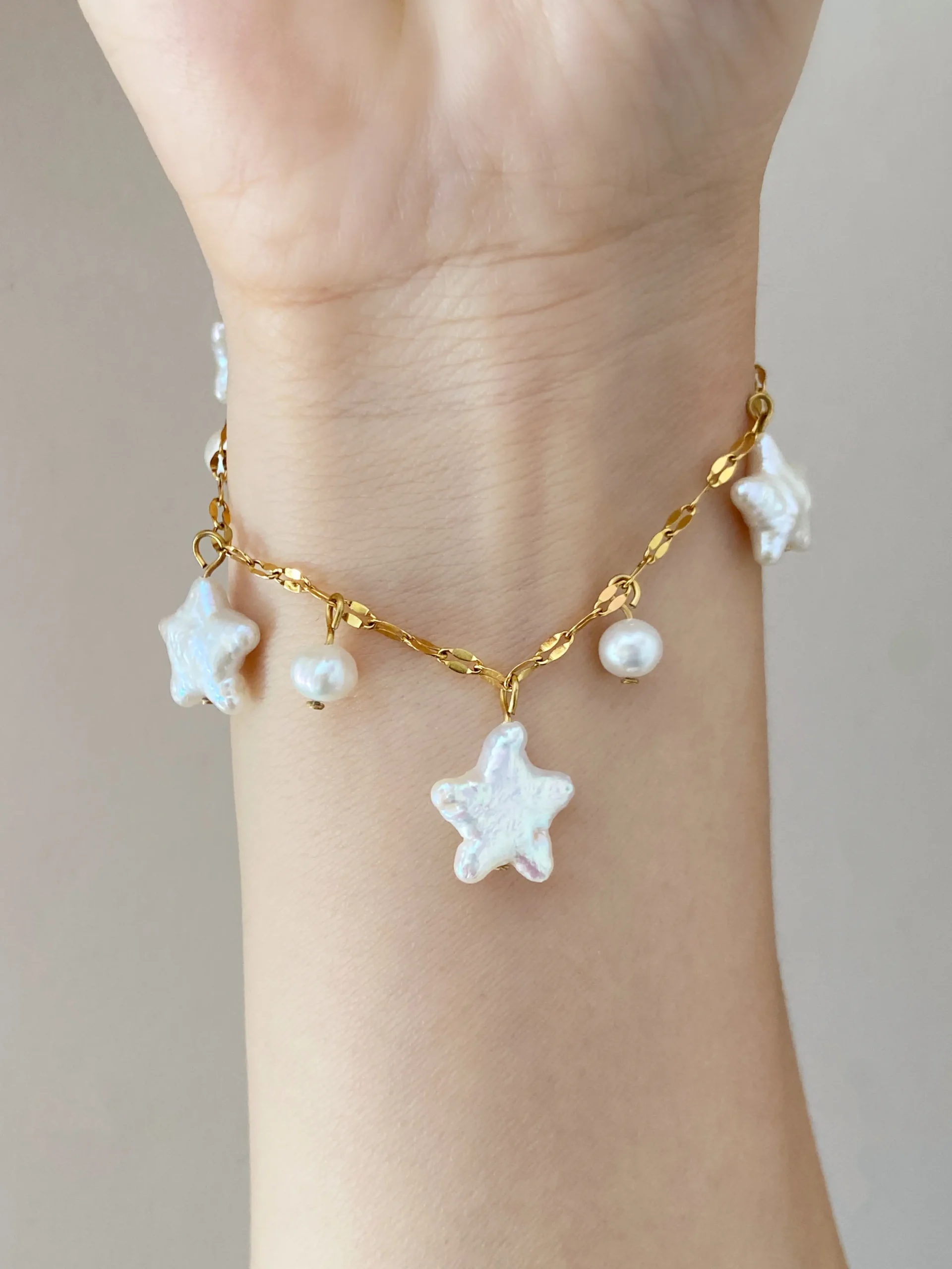Pearl Star Bracelet with Pink or White Freshwater Pearls – Stainless Steel Magnetic Jewelry