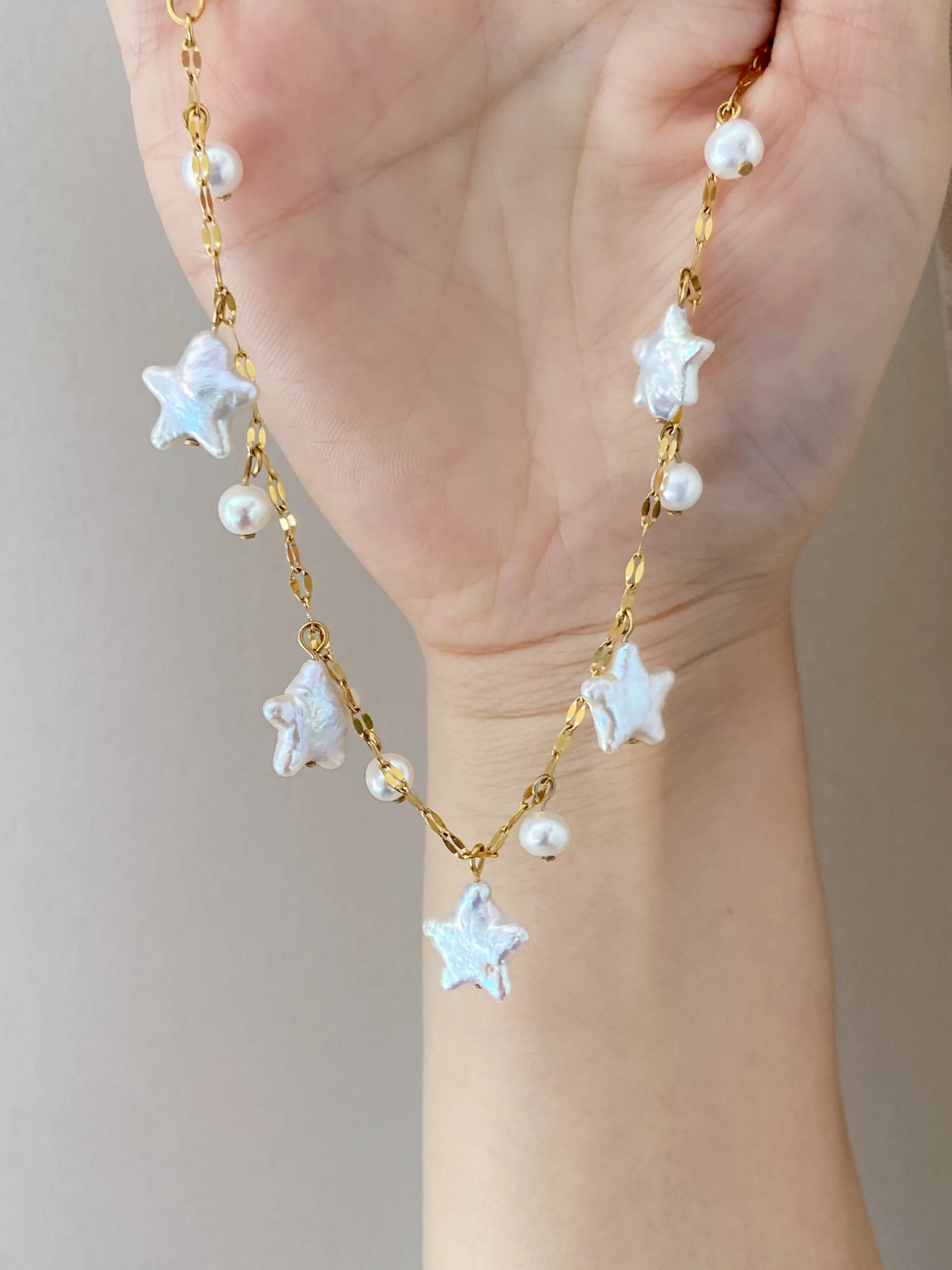 Pearl Star Bracelet with Pink or White Freshwater Pearls – Stainless Steel Magnetic Jewelry