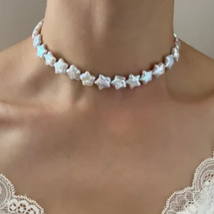 Star Pearl Choker Necklace – Naturally Colored Pink & White Pearls