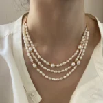 Multi Strand Pearl Necklace – Freshwater Keshi Layered Necklace - raffiepearls35