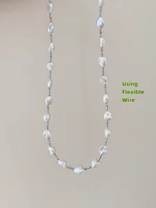 Keshi Pearl Necklace Strung on A Flexible Wire