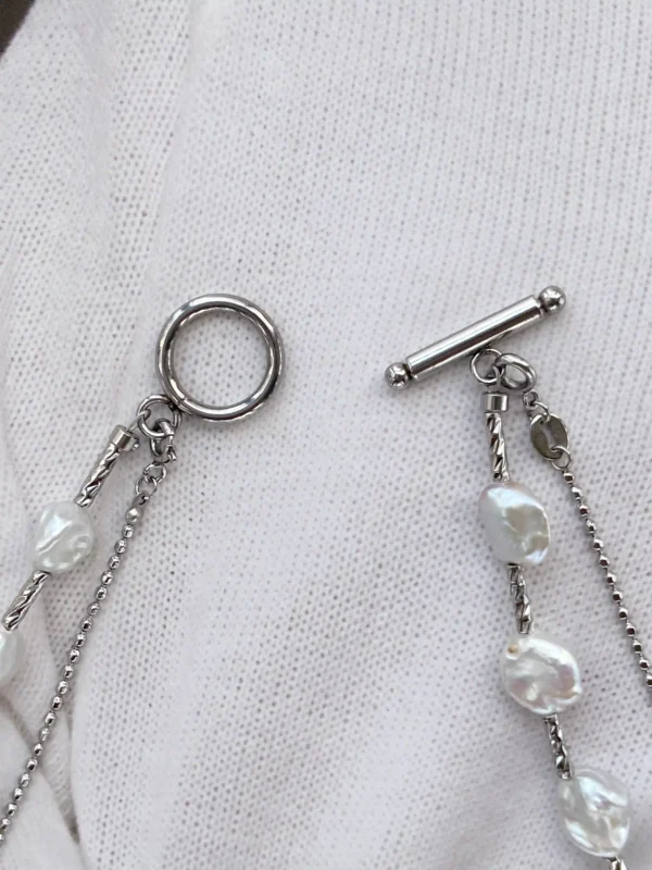Keshi Pearl Necklace | Tarnish-Free, Layered or Intertwined Chain Pearl Necklace - raffiepearls40