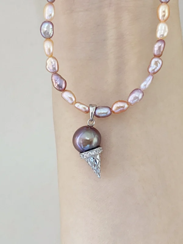 Ice Cream Charm – Real Pearl Charm in Sterling Silver or Gold Cones - raffiepearls41
