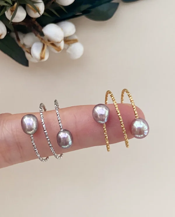 Dainty Pearl Ring | Tarnish Free Rings in Gold & Silver - raffiepearls39