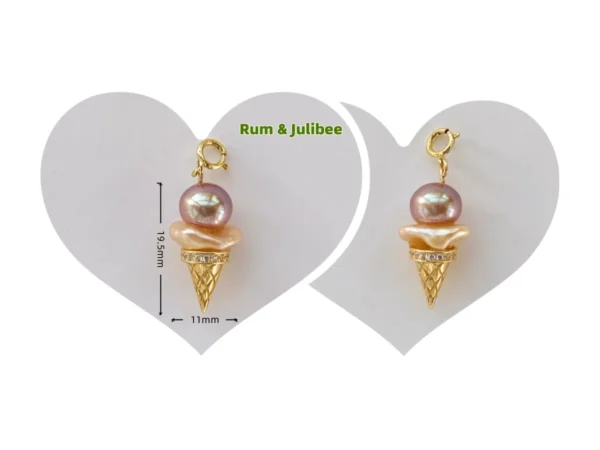 Ice Cream Charm – Real Pearl Charm in Sterling Silver or Gold Cones - raffiepearls41