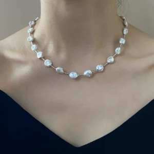 Keshi Pearl Necklace | Tarnish-Free, Layered or Intertwined Chain Pearl Necklace - raffiepearls40