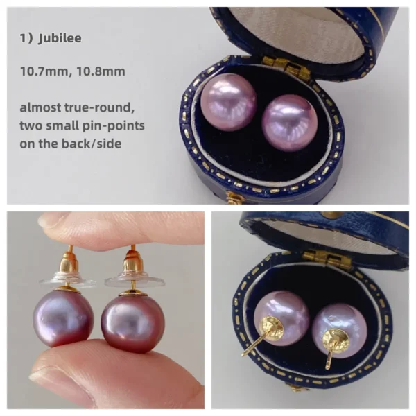 Purple Pearl Earrings – Natural 10mm Pearl Earrings in Sterling Silver - raffiepearls49