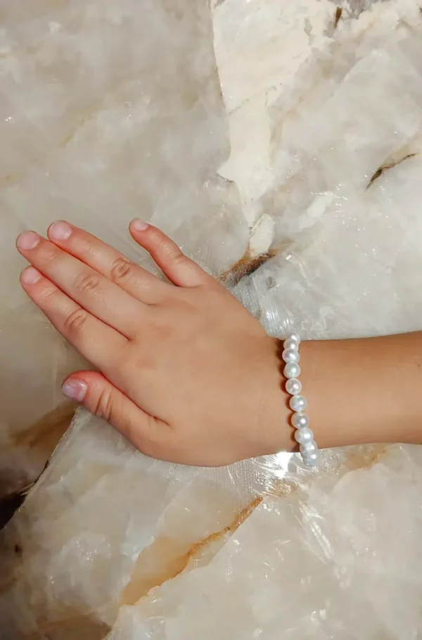 Children’s Pearl Bracelet – Safe Kids Jewelry with Stretch Design - raffiepearls47