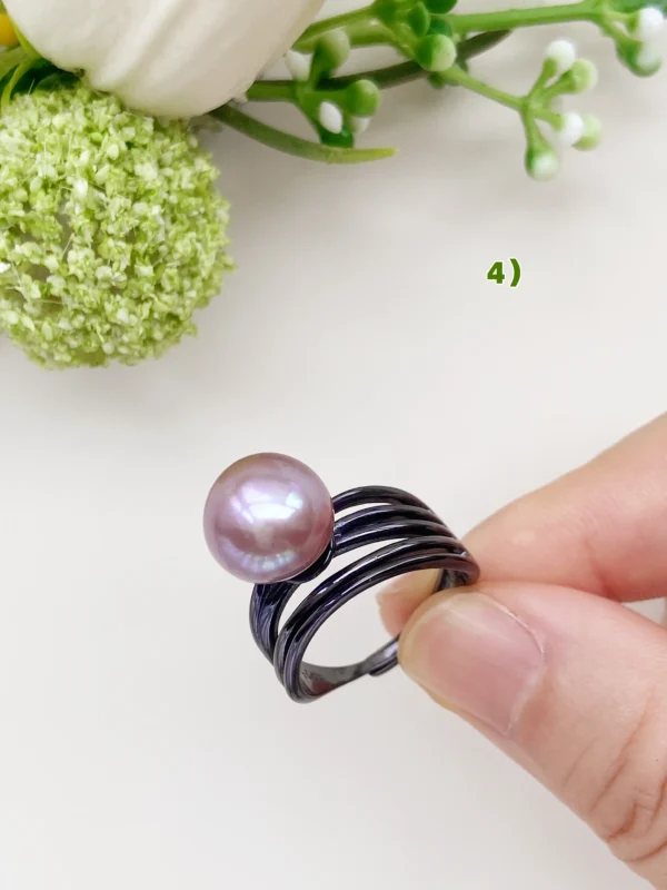 Purple Pearl Ring - Big Pearl Ring with Freshwater Edison Pearl - raffiepearls50