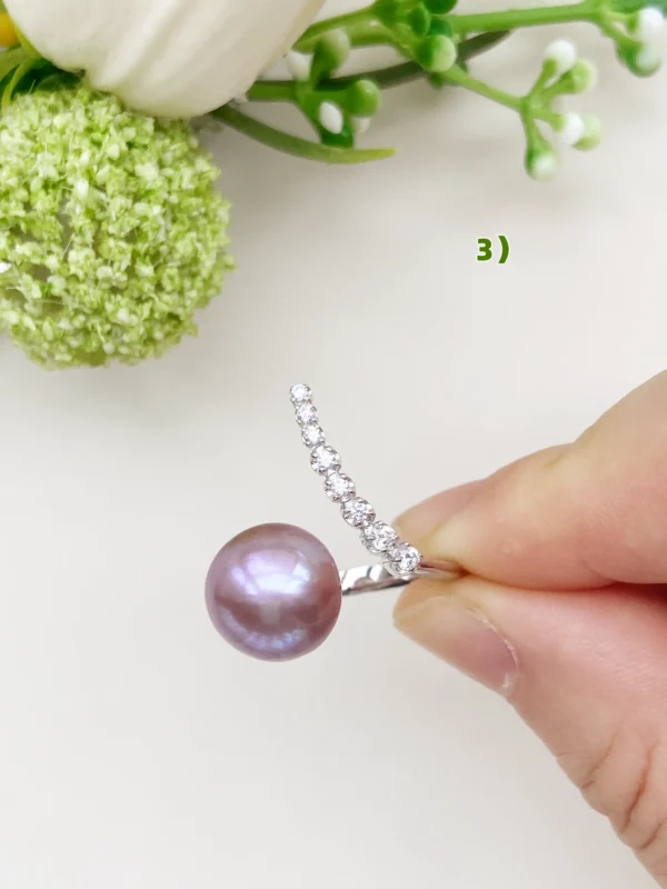 Purple Pearl Ring - Big Pearl Ring with Freshwater Edison Pearl - raffiepearls50