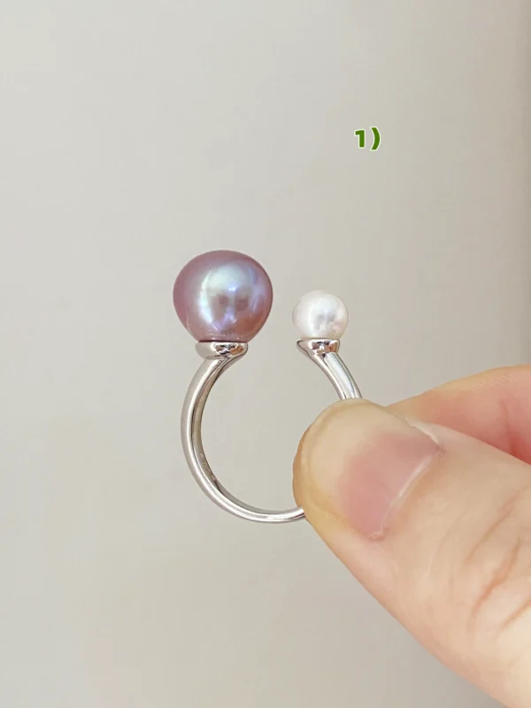 Purple Pearl Ring - Big Pearl Ring with Freshwater Edison Pearl - raffiepearls50