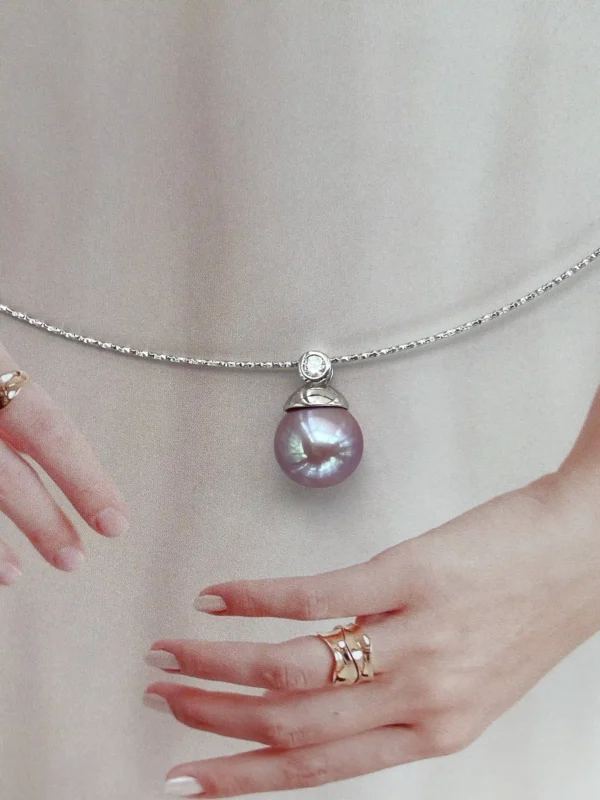 Pearl Choker - Collar with Pearls White/Purple/Black - raffiepearls48