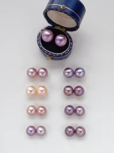 Purple Pearl Earrings – Natural 10mm Pearl Earrings in Sterling Silver - raffiepearls49