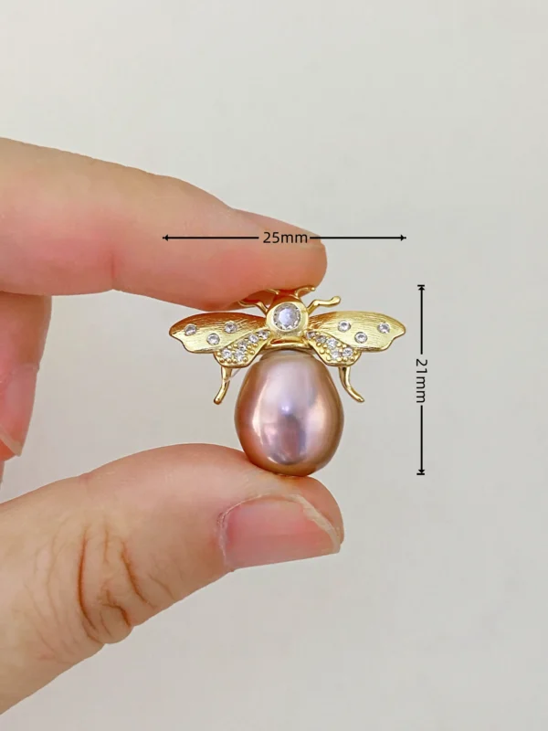 Pearl Octopus Pendant | Bee Brooch - Real Pearls in Sterling Silver - raffiepearls52
