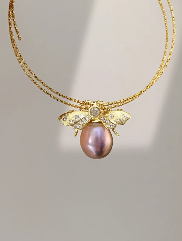 Pearl Octopus Pendant | Bee Brooch - Real Pearls in Sterling Silver - raffiepearls52