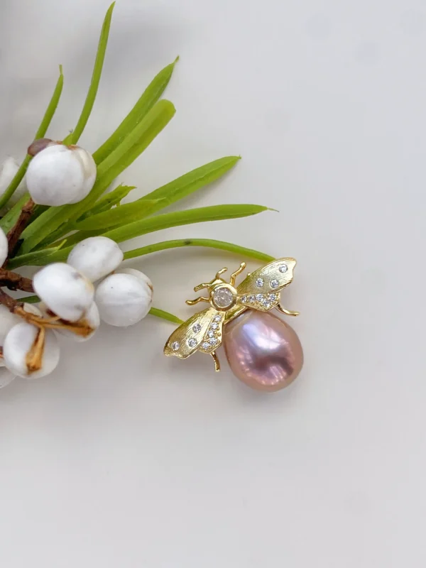 Pearl Octopus Pendant | Bee Brooch - Real Pearls in Sterling Silver - raffiepearls52