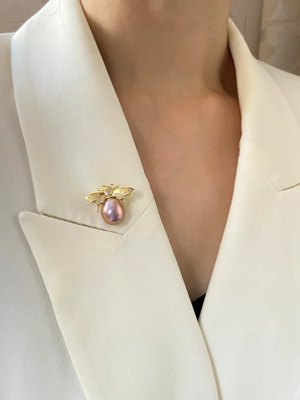 Pearl Octopus Pendant | Bee Brooch - Real Pearls in Sterling Silver - raffiepearls52