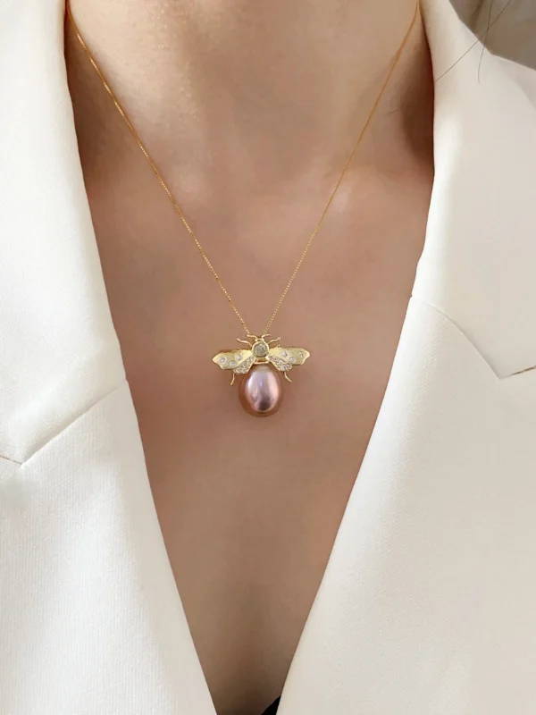 Pearl Octopus Pendant | Bee Brooch - Real Pearls in Sterling Silver - raffiepearls52