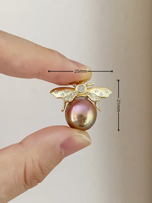 Pearl Octopus Pendant | Bee Brooch - Real Pearls in Sterling Silver - raffiepearls52