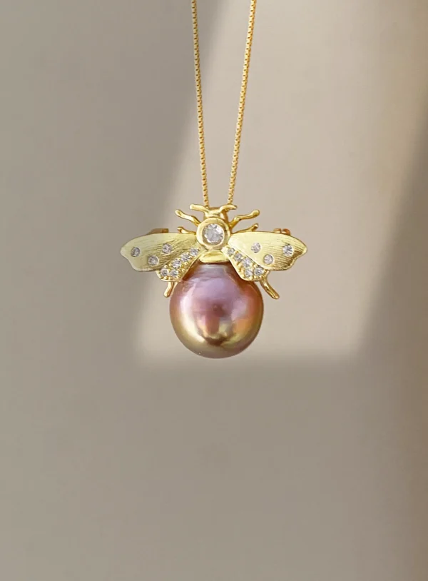 Pearl Octopus Pendant | Bee Brooch - Real Pearls in Sterling Silver - raffiepearls52