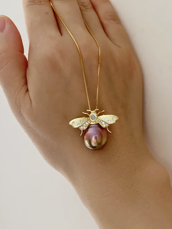 Pearl Octopus Pendant | Bee Brooch - Real Pearls in Sterling Silver - raffiepearls52