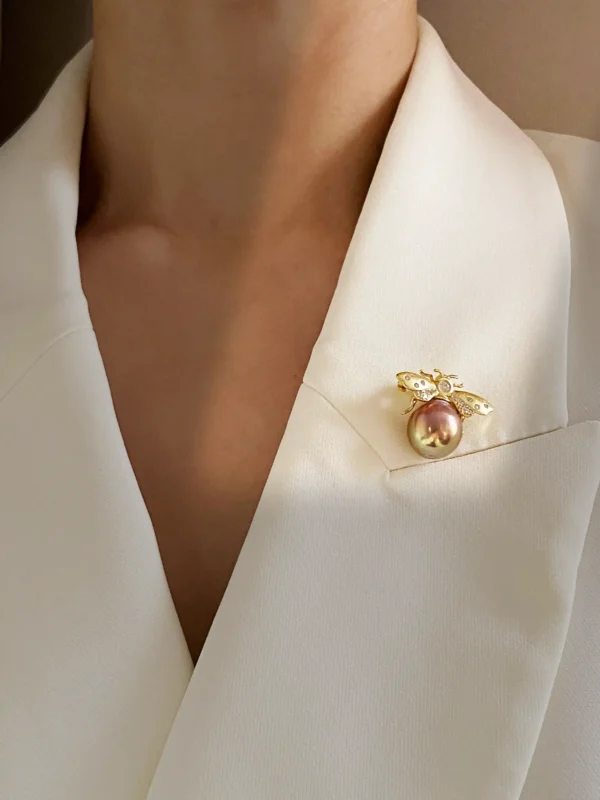 Pearl Octopus Pendant | Bee Brooch - Real Pearls in Sterling Silver - raffiepearls52