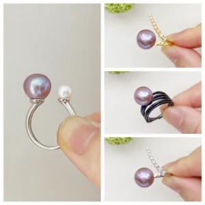 Purple Pearl Ring - Big Pearl Ring with Freshwater Edison Pearl - raffiepearls50