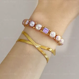 Freshwater Pearl Bracelet | Elegant Peach to Pink Pearl Bracelet - raffiepearls53