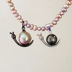 Snail Necklace | Natural Freshwater & Tahitian Pearls - raffiepearls58