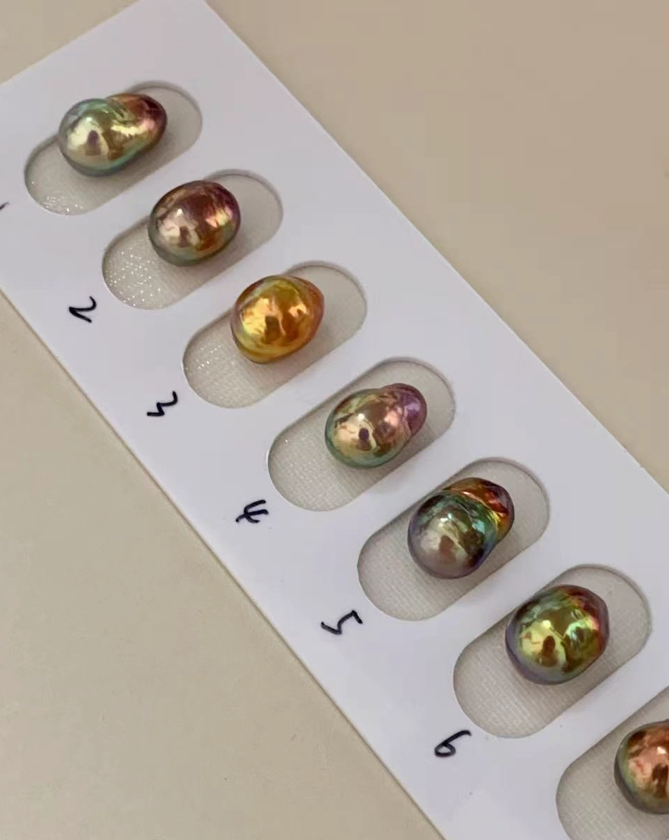 Freshwater avocado baroque pearls