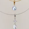Rare Blue Akoya Pearl Pendant Choker - Not Round, Not Overpriced - raffiepearls63
