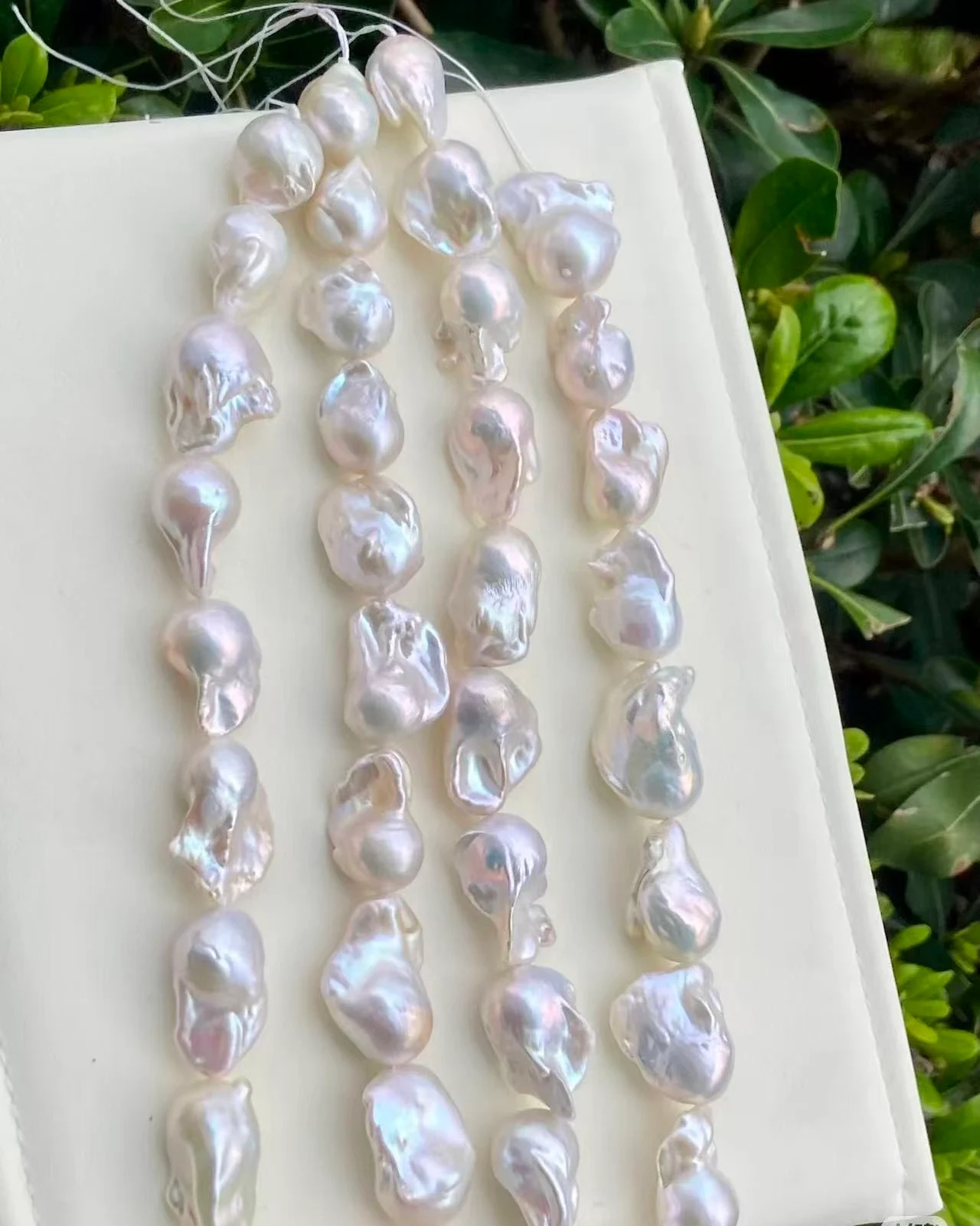 Real freshwater baroque pearl necklace in daylight