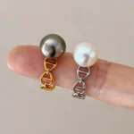 Tahitian Black Pearl Ring – 10mm Pearl in Non-Tarnish Gold or Silver - raffiepearls068