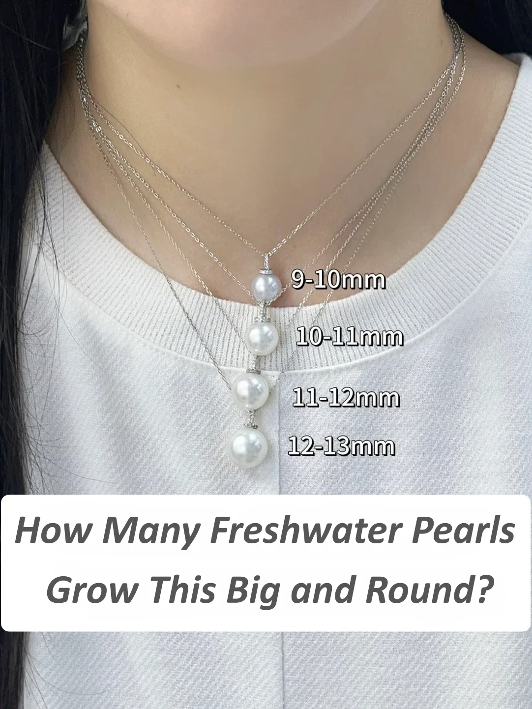 Edison pearl size comparison from 9mm to 13mm