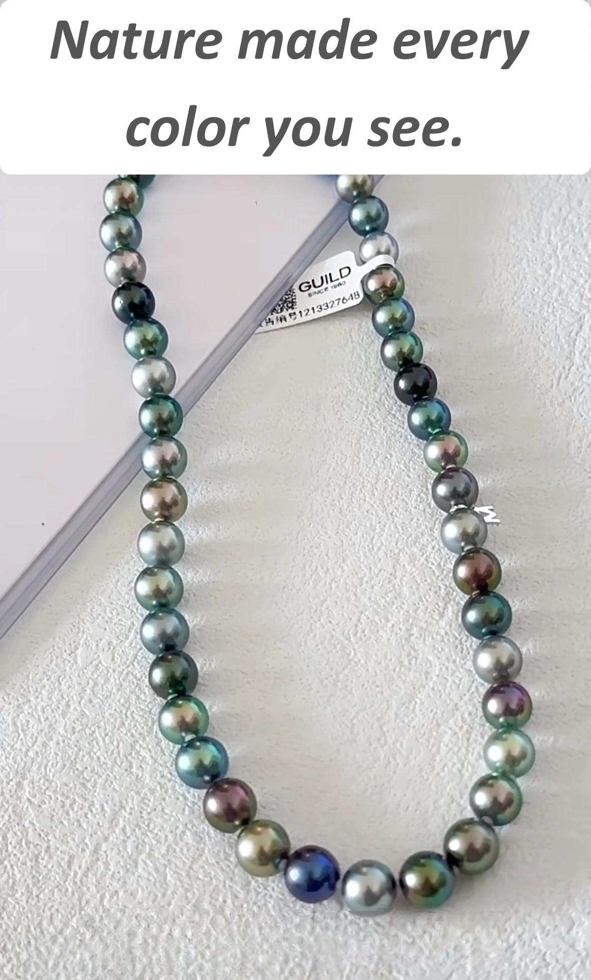 Multicolored Tahitian pearls with natural peacock, silver and lavender tones