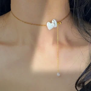 Pearl Heart Necklace | Rare Double Heart Freshwater Pearl Choker