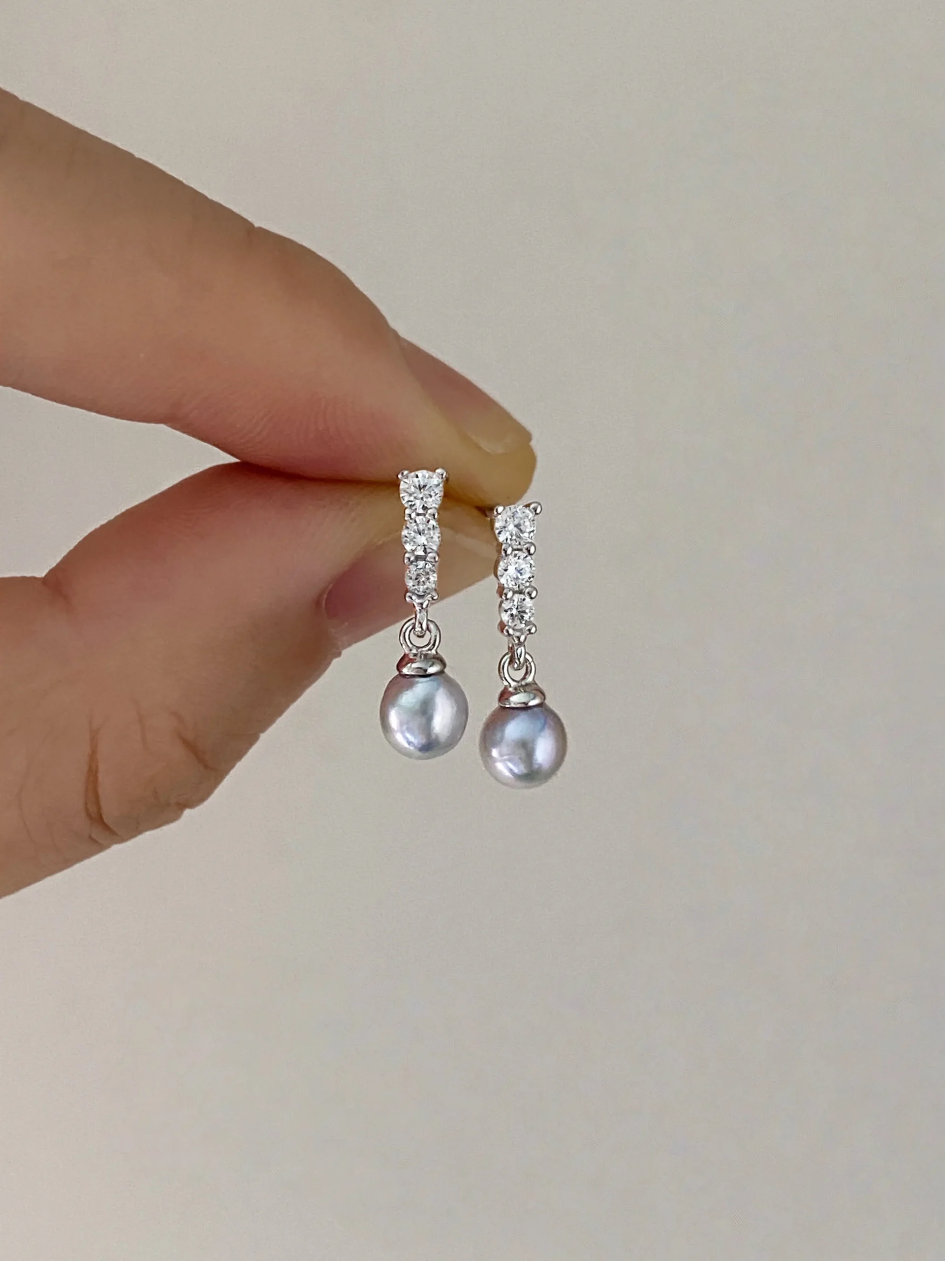 Blue Akoya Pearl Earrings | Natural Ice Blue Pearl Earrings